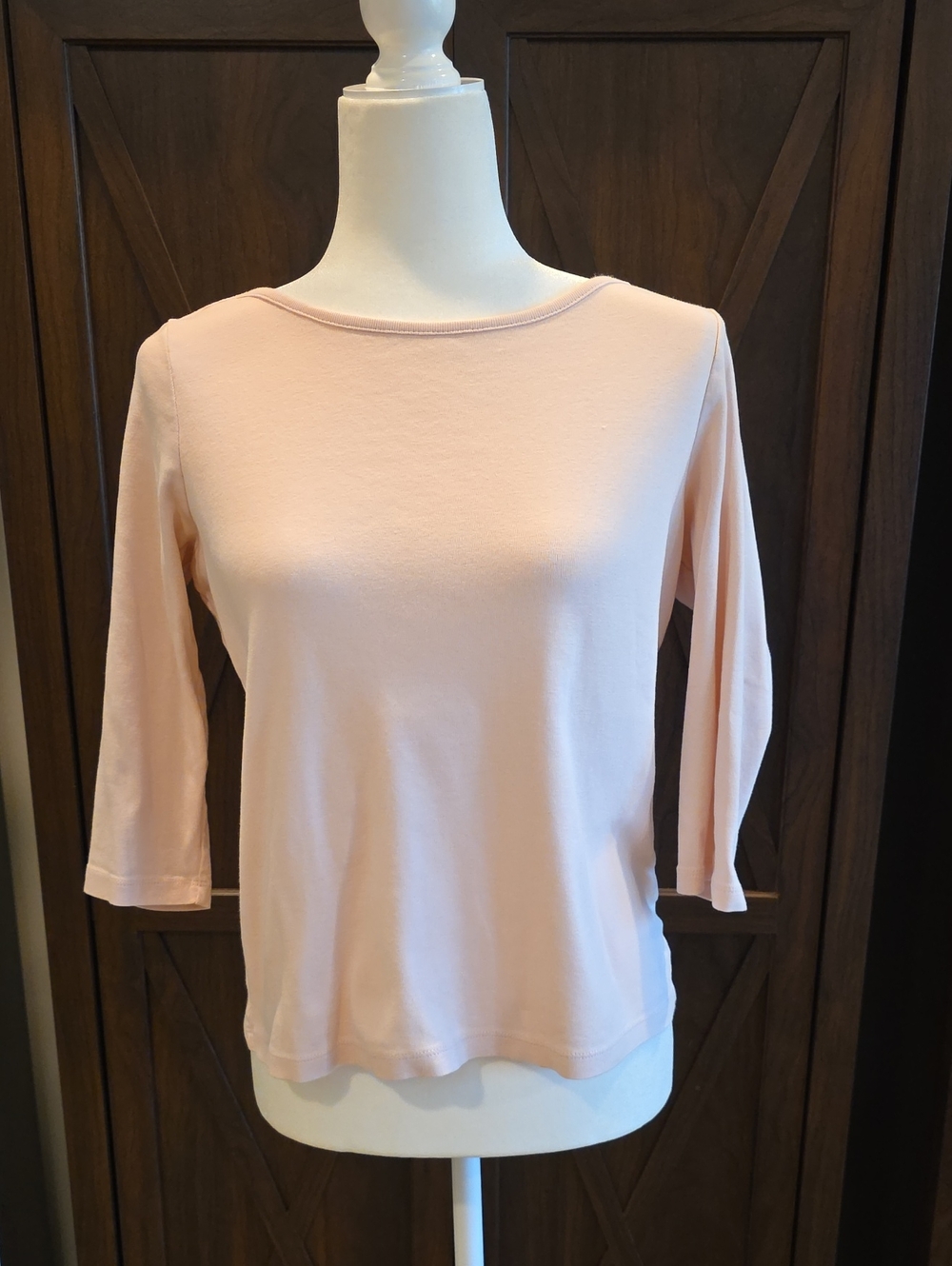 Talbots Ballet Neck Three Quarter Sleeve Pale Pink